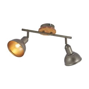 Lindby Nesrin stropná lampa, drevený kotúč, 2-pl.