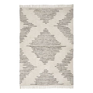 Béžovo-čierny ručne tkaný bavlnený koberec Westwing Collection Fini, 160 x 230 cm