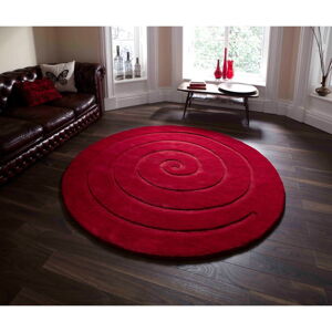 Rubínovočervený vlnený koberec Think Rugs Spiral, ⌀ 180 cm