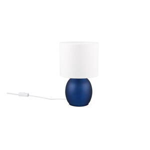 Biela/modrá stolová lampa s textilným tienidlom (výška  29 cm) Vela – Trio