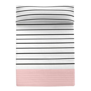 Čierno-biely/ružový bavlnený prešívaný pléd 240x260 cm Blush – Blanc