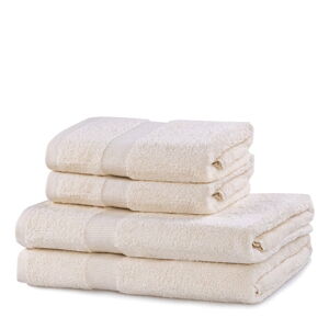 Krémovobiele froté bavlnené uteráky a osušky v súprave 4 ks Marina – DecoKing