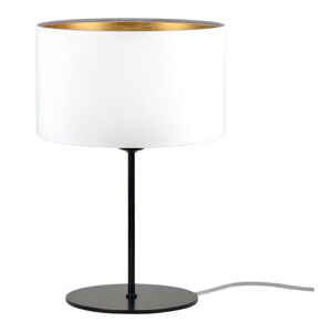 Biela stolová lampa s detailom v zlatej farbe Bulb Attack Tres S, ⌀ 25 cm