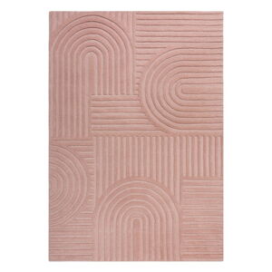 Ružový vlnený koberec Flair Rugs Zen Garden, 120 x 170 cm