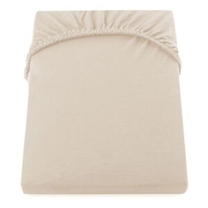 Béžová elastická bavlnená plachta DecoKing Amber Collection, 100/120 x 200 cm