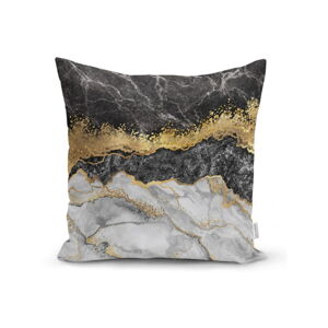 Obliečka na vankúš Minimalist Cushion Covers BW Marble With Golden Lines, 45 x 45 cm