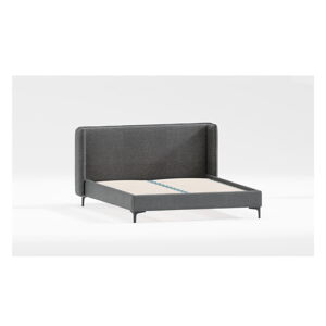 Tmavosivá čalúnená jednolôžková posteľ s roštom 90x200 cm Basti – Ropez