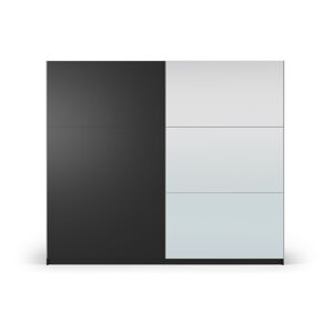 Čierna šatníková skriňa so zrkadlom a s posuvnými dverami 250x215 cm Lisburn - Cosmopolitan Design
