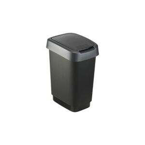 Odpadkový kôš z recyklovaného plastu v strieborno-čiernej farbe 10 l Twist - Rotho