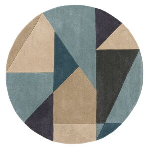 Modro-béžový vlnený okrúhly koberec ø 133 cm Arlo Harper - Flair Rugs
