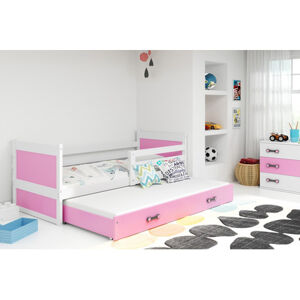 Detská posteľ s výsuvnou posteľou RICO 200x90 cm Ružová Biela