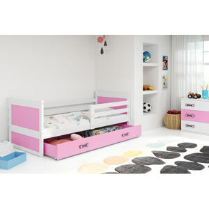 Detská poschodová posteľ s výsuvnou posteľou RICO 200x90 cm Ružová Biela