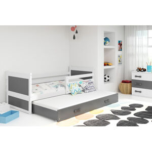 Detská posteľ s výsuvnou posteľou RICO 200x90 cm Šedá Biela