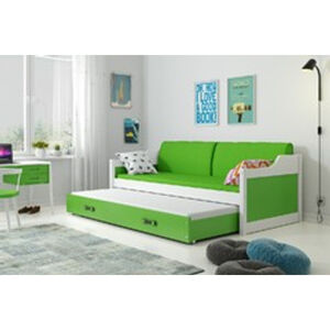 Detská posteľ alebo gauč s výsuvnou posteľou DAVID 200x90 cm Zelená Biela