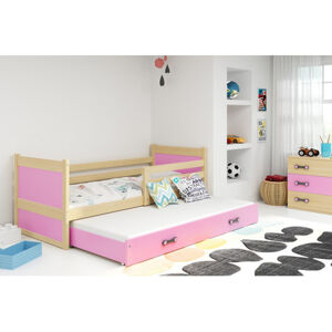 Detská posteľ s výsuvnou posteľou RICO 200x90 cm Ružová Borovica