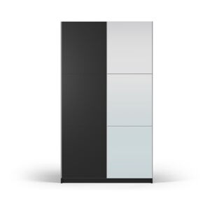 Čierna šatníková skriňa so zrkadlom a s posuvnými dverami 122x215 cm Lisburn - Cosmopolitan Design