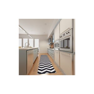 Vysoko odolný kuchynský koberec Webtappeti Optical Black White, 60 x 240 cm