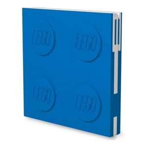 Modrý štvorcový zápisník s gélovým perom LEGO®, 15,9 x 15,9 cm