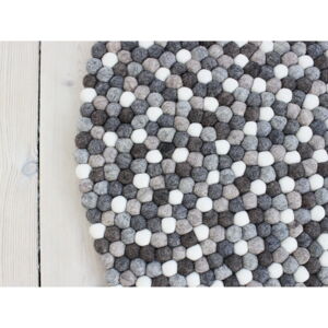 Sivobiely guľôčkový vlnený koberec Wooldot Ball rugs, ⌀ 120 cm