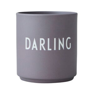 Sivý porcelánový hrnček Design Letters Darling, 300 ml