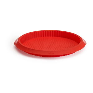 Červená silikónová forma s dierkami na quiche Lékué, ⌀ 28 cm