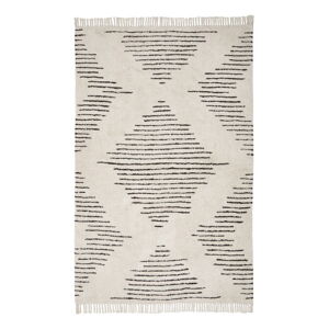 Béžovo-čierny ručne tkaný bavlnený koberec Westwing Collection Fini, 120 x 180 cm