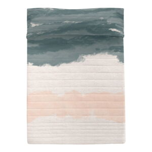 Ružový/sivý bavlnený prešívaný pléd 180x260 cm Seaside – Blanc