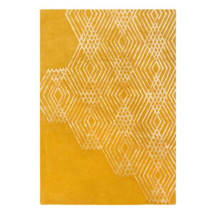 Žltý vlnený koberec Flair Rugs Diamonds, 120 x 170 cm