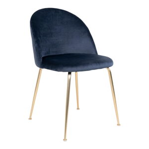 Zamatové jedálenské stoličky v modro-zlatej farbe v súprave 2 ks Geneve – House Nordic