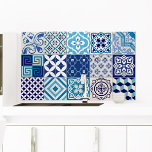 Sada 15 dekoratívnych samolepiek na stenu Ambiance Azur, 10 × 10 cm
