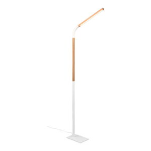 Biela/v prírodnej farbe LED stojacia lampa s dreveným tienidlom (výška  169,5 cm) Norris – Trio