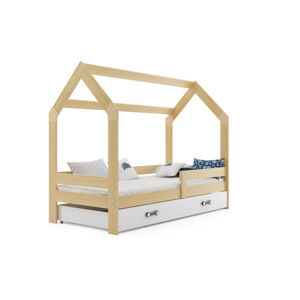 Detská posteľ DOMEK s úložným priestorom 80x160 cm - borovica/biela