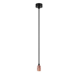 Čierne závesné svietidlo bez tienidla s objímkou v medenej farbe Bulb Attack Uno