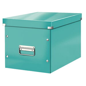 Tyrkysovomodrý kartónový úložný box s vekom Click&Store - Leitz