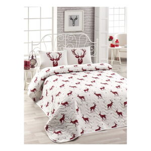 Set plédu cez posteľ a obliečky na vankúš s prímesou bavlny Geyik Claret Red, 160 x 220 cm