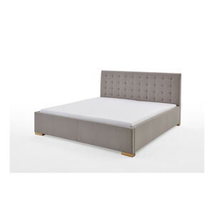 Sivá/hnedá čalúnená dvojlôžková posteľ 180x200 cm Malia - Meise Möbel