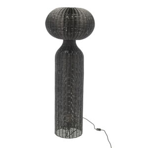 Čierna stojacia lampa s ratanovým tienidlom (výška  130 cm) Werna – Villa Collection