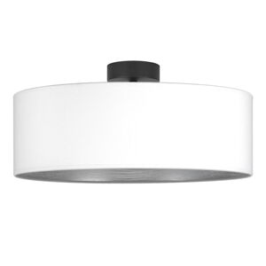 Biele stropné svietidlo s detailom v striebornej farbe Bulb Attack Tres XL, ⌀ 45 cm