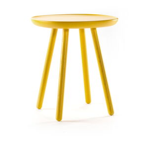 Žltý odkladací stolík z masívu EMKO Naïve, ⌀ 45 cm