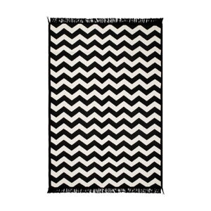 Čierno-biely obojstranný koberec Zig Zag, 120 × 180 cm