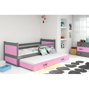 Detská posteľ s výsuvnou posteľou RICO 200x90 cm Ružová Šedá