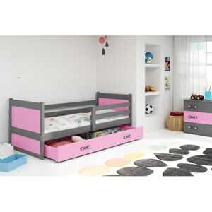 Detská poschodová posteľ s výsuvnou posteľou RICO 190x80 cm Ružová Šedá