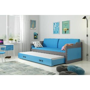 Detská posteľ alebo gauč s výsuvnou posteľou DAVID 200x90 cm Modrá Šedá