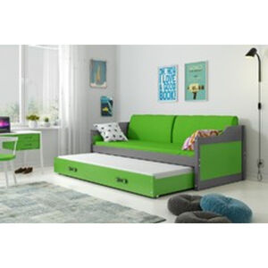 Detská posteľ alebo gauč s výsuvnou posteľou DAVID 200x90 cm Zelená Šedá